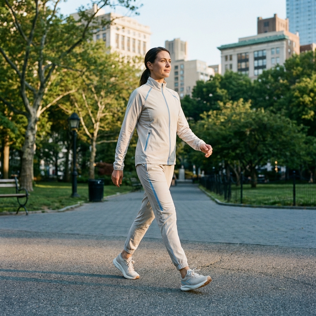 Mulher caminhando confiante